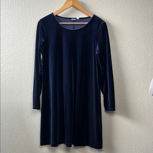 GAP Blue Sheath Dress Long Sleeve Scoop Neck Velvet Petite Medium‎